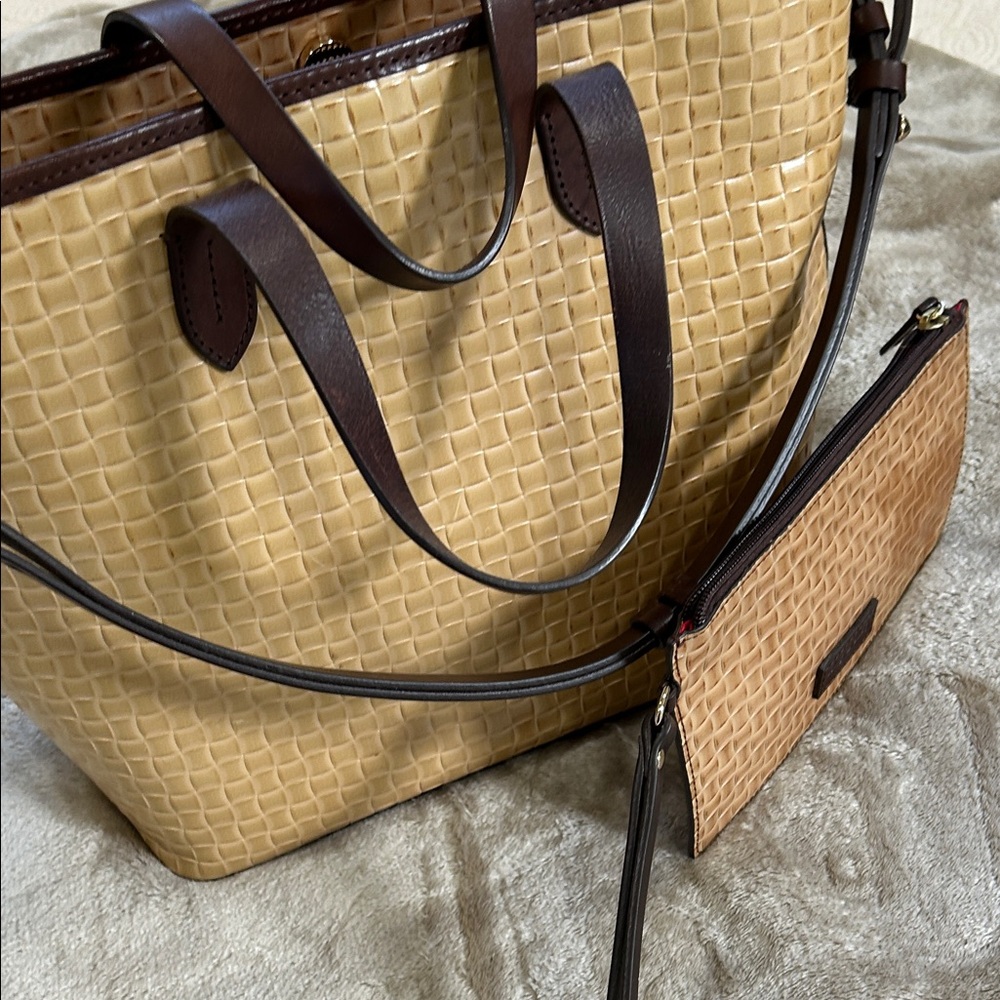 Dooney & Bourke Tan and Brown Woven Tote - Picture 7 of 7